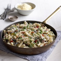 Creamy Bacon, Mushroom and Zucchini Ricotta Fusilli